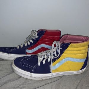 Red, Yellow, and Blue Mens Vans